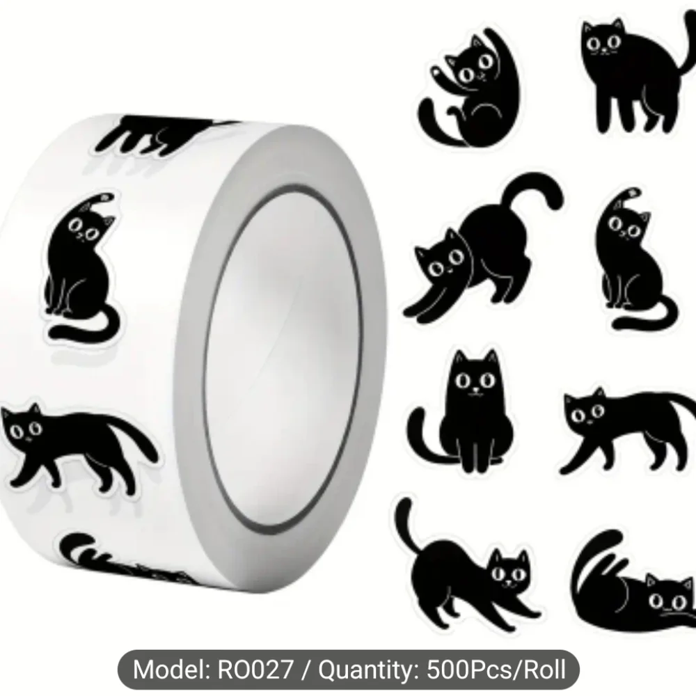 Shipping Stickers Crazy Cats In Black And White. 500 Count New! - Picture 3 of 3